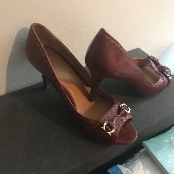 Etienne Aignier red peep toe pump size 8.5 - Picture 2 of 2